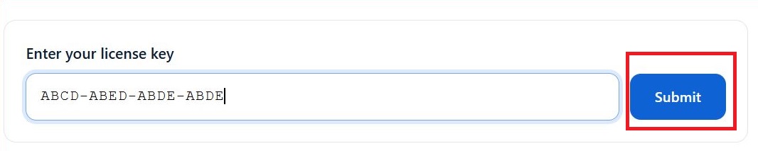 Paste license key and press Submit